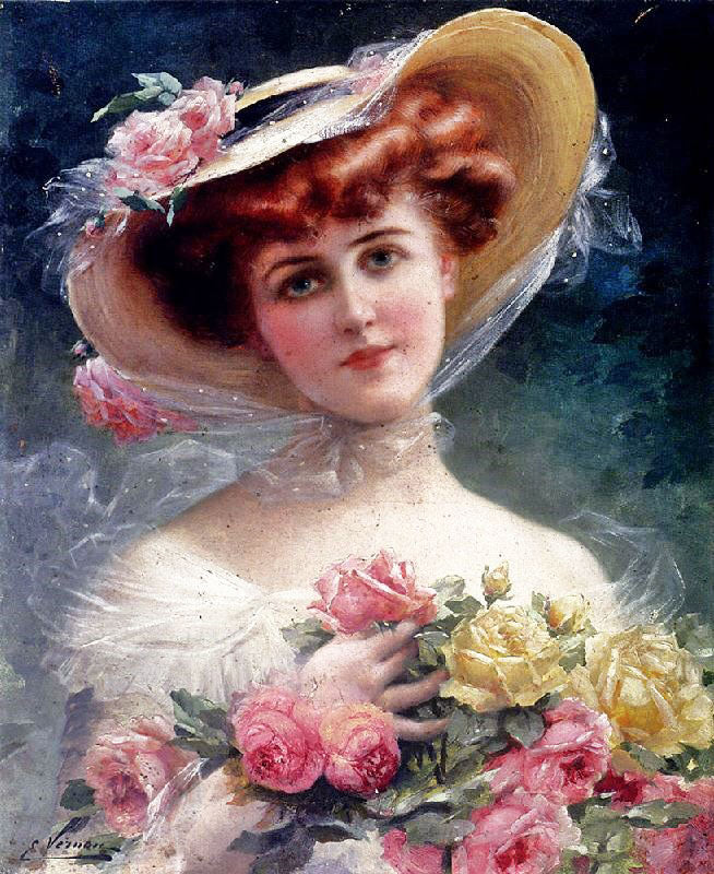 Beauty With Flowers by Emile Vernon