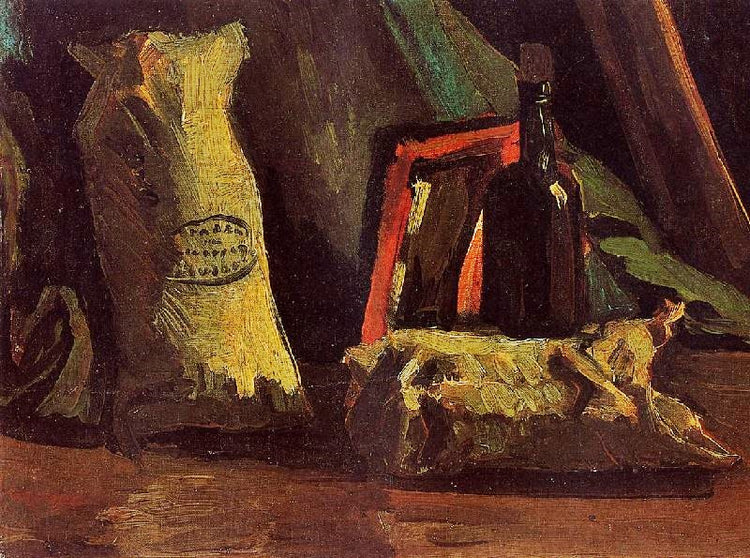 Still Life With Two Sacks And A Bottle by Vincent van Gogh