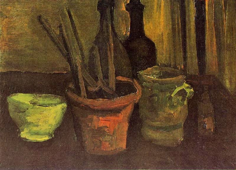 Still Life With Paintbrushes In A Pot by Vincent van Gogh