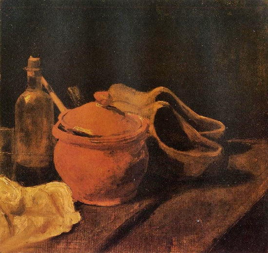 Still Life With Earthenware, Bottle And Clogs by Vincent van Gogh