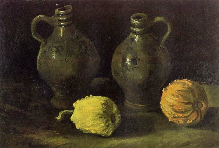 Still Life With Two Jars And Two Pumpkins by Vincent van Gogh