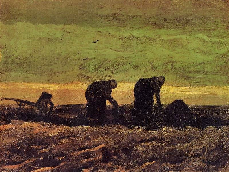 TWO PEASANT WOMEN IN THE PEAT FIELDS