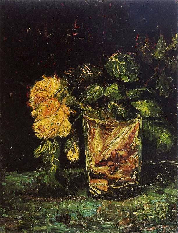 GLASS WITH ROSES