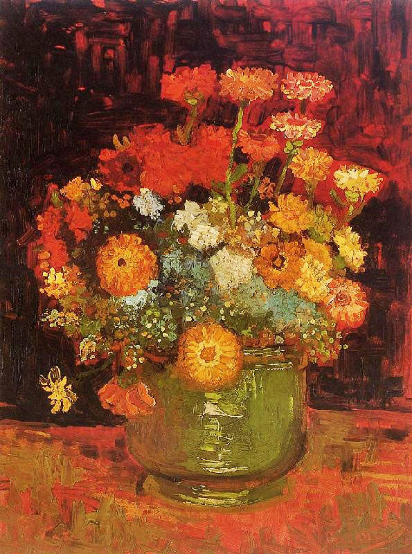Bowl With Zinnias by Vincent van Gogh