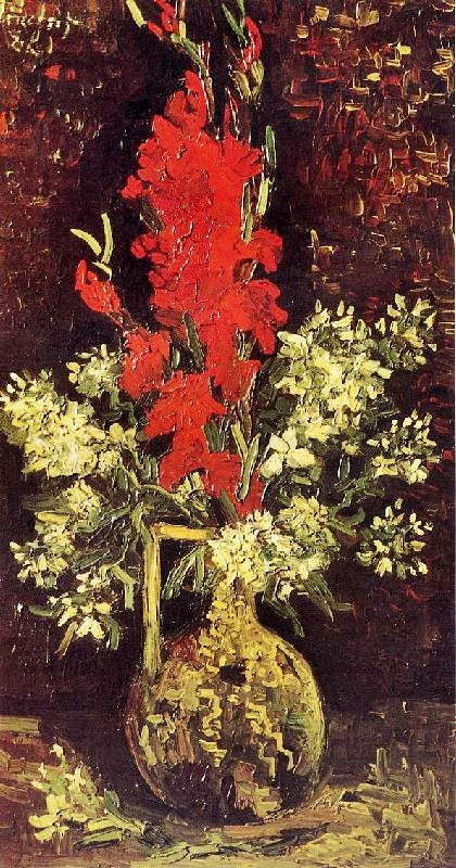 Vase With Gladioli And Carnations by Vincent van Gogh