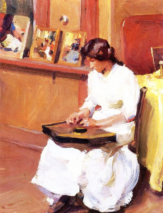 Girl With Zither by William James Glackens