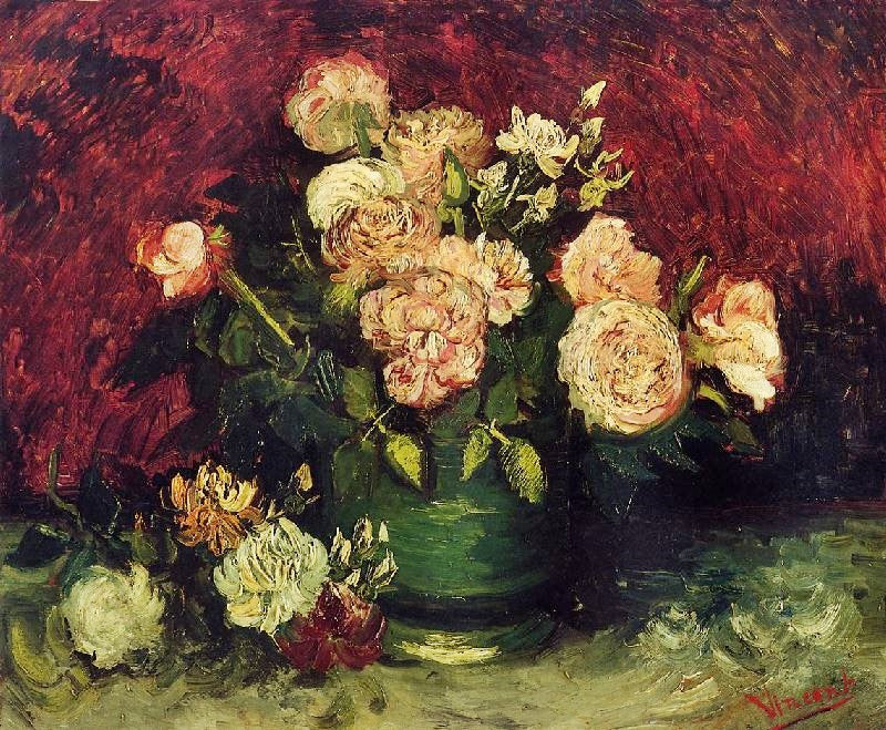 BOWL WITH PEONIES AND ROSES