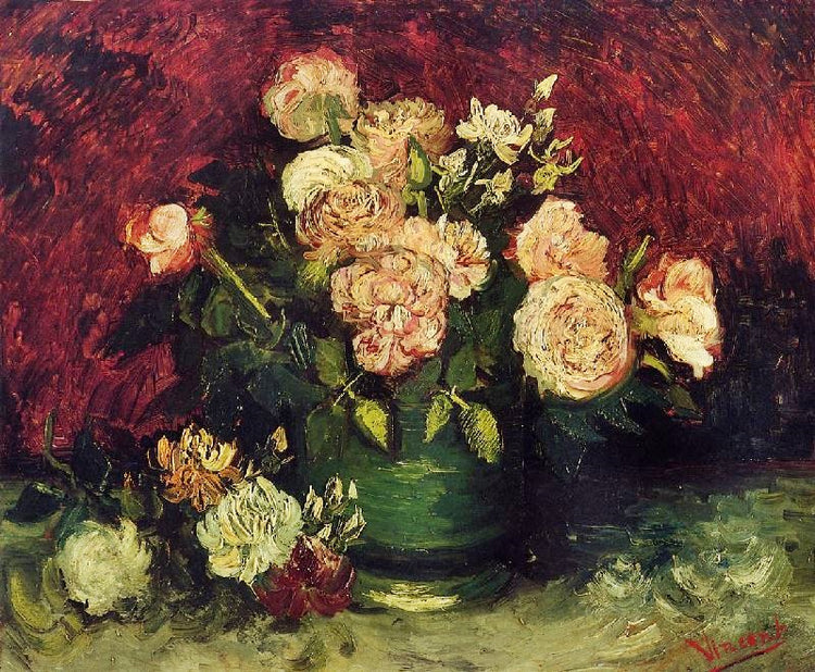 Bowl With Peonies And Roses by Vincent van Gogh