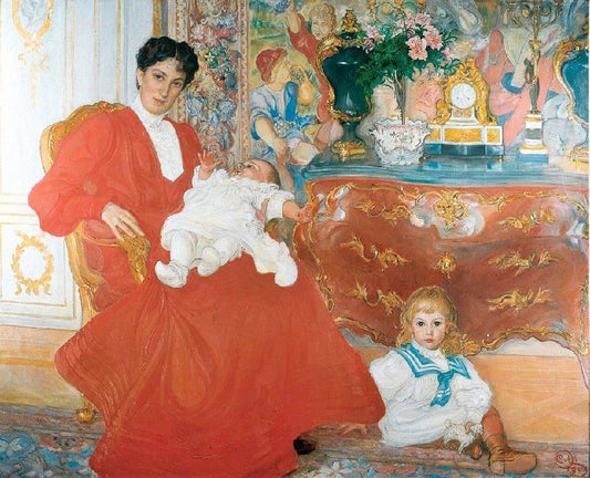 Mrs Dora Lamm And Her Two Eldest Sons by Carl Larsson