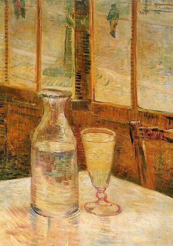 Table Infront Of A Window With Absinthe And A Carafe by Vincent van Gogh