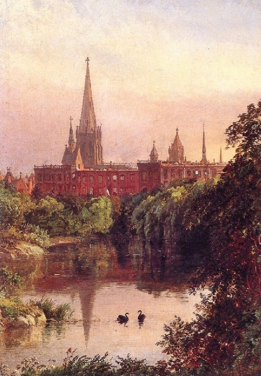 A View In Central Park, The Spire Of Dr. Hall ’S Church In The Distance by Jasper Francis Cropse