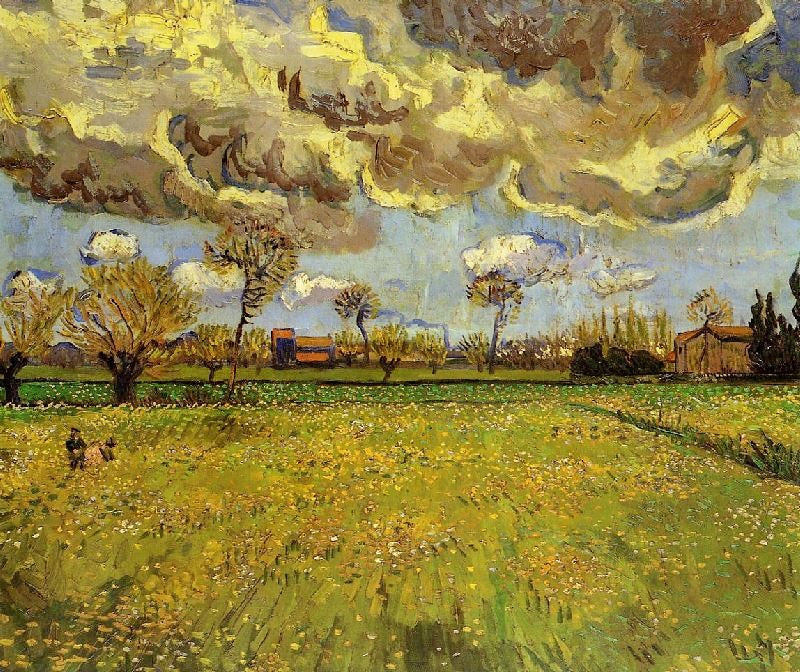 Landscape Under A Stormy Sky by Vincent van Gogh