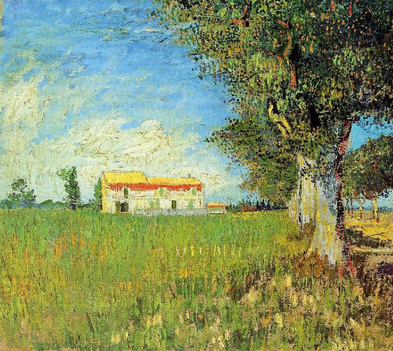 Farmhouse In A Wheat Field by Vincent van Gogh