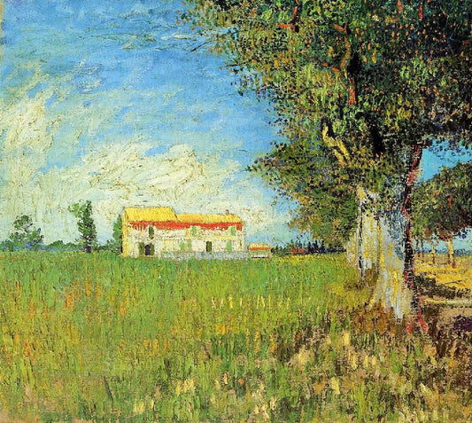 Farmhouse In A Wheat Field by Vincent van Gogh