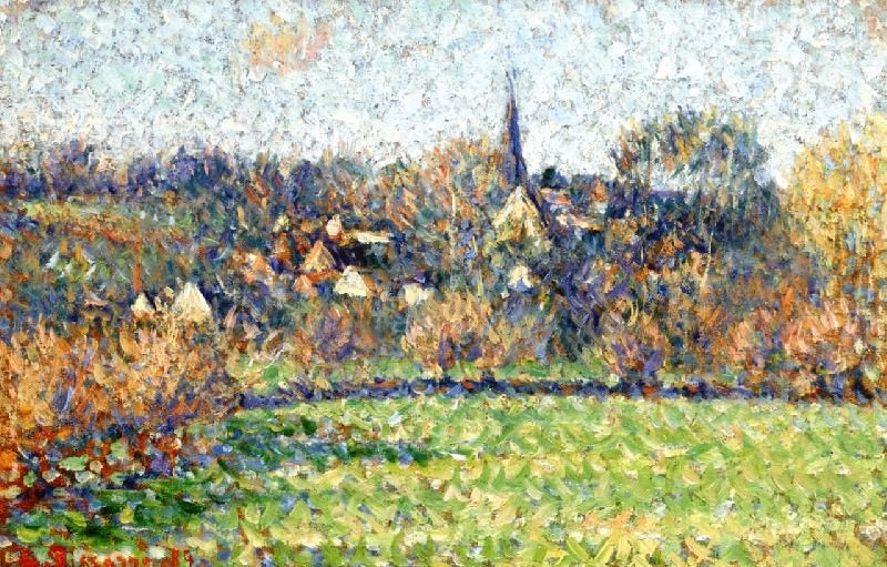 View Of The Village Of Bazincourt by Camille Pissarro