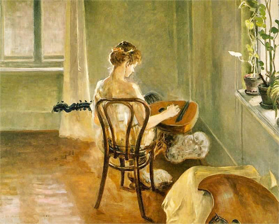 The Interior Of The Chimera Playing The Guitar by Jacek Malczewski