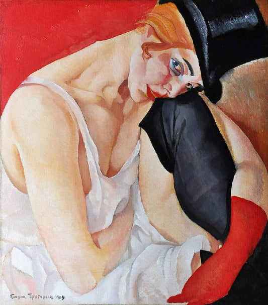 Woman In A Tall Hat by Boris Grigoriev