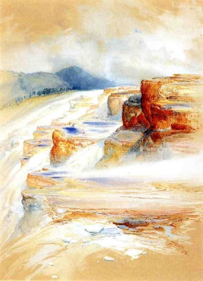 The Hot Springs Of Gardiners River, Dianas Baths by Thomas Moran