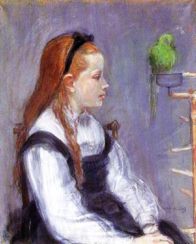 YOUNG GIRL WITH A PARROT