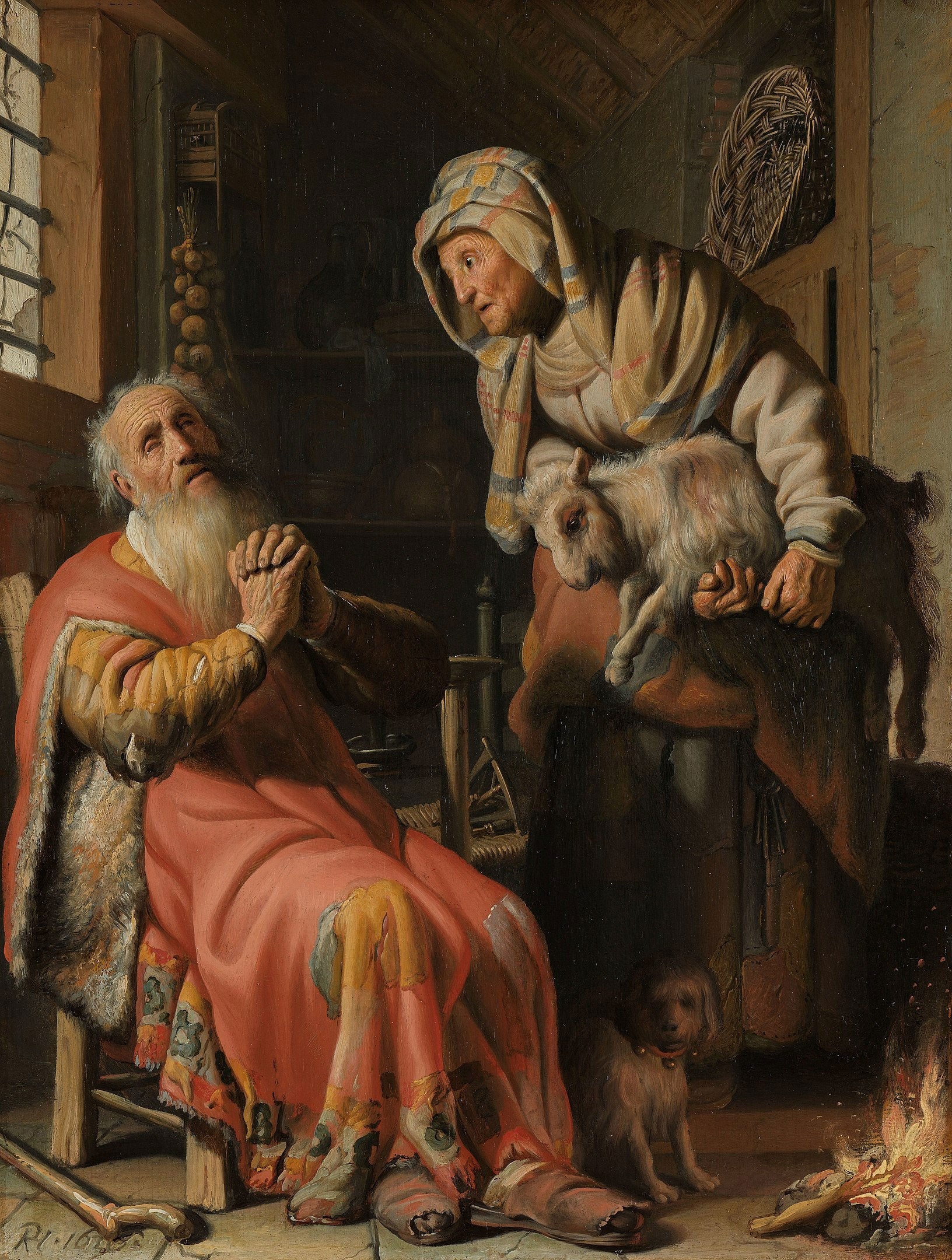 Tobit And Anna With The Kid Goat by Rembrandt van Rijn
