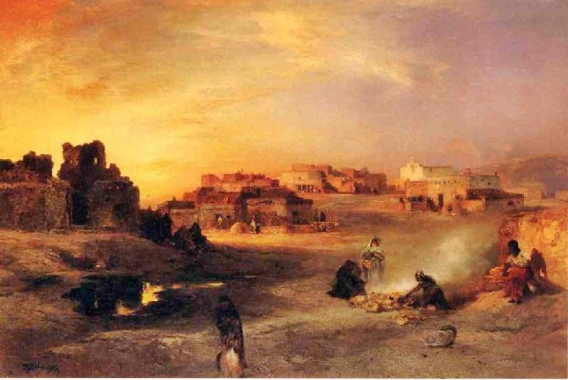 Indian Pueblo, Laguna, New Mexico by Thomas Moran