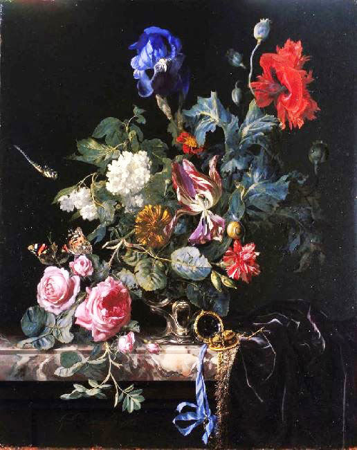 FLOWERS IN A SILVER VASE