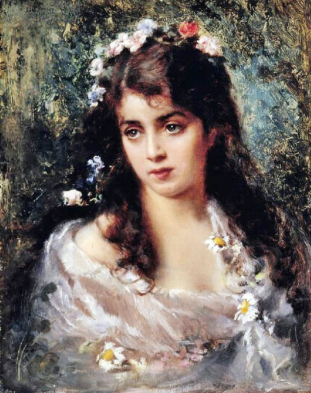 Girl Dressed As Flora by Konstantin Yegorovich Makovsk