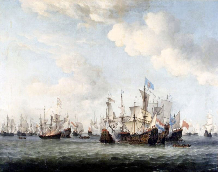 Naval Battle Between Dutch And French Merchant Ships by Willem van de Velde