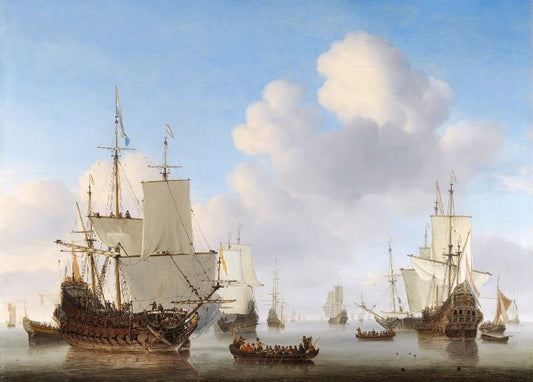 Dutch Men-O’-War And Other Shipping In A Calm by Willem van de Velde