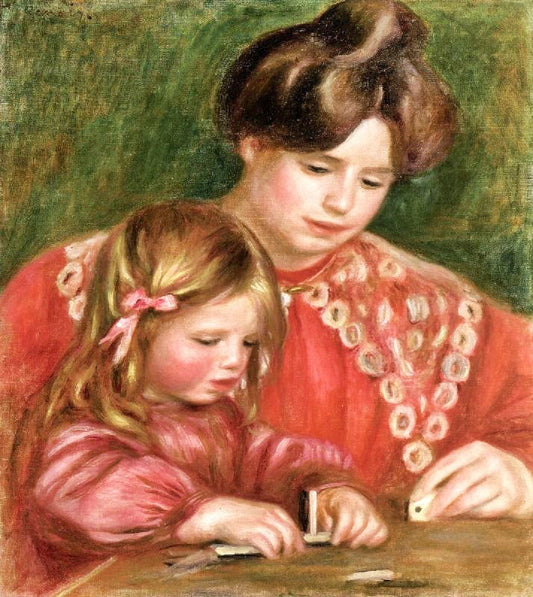 Gabrielle And Coco Playing Dominos by Pierre Auguste Renoir
