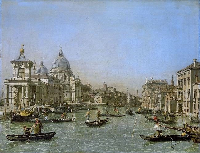 THE ENTRANCE TO THE GRAND CANAL AT THE PUNTA DELLA DOGANA AND SANTA MARIA DELLA SALUTE