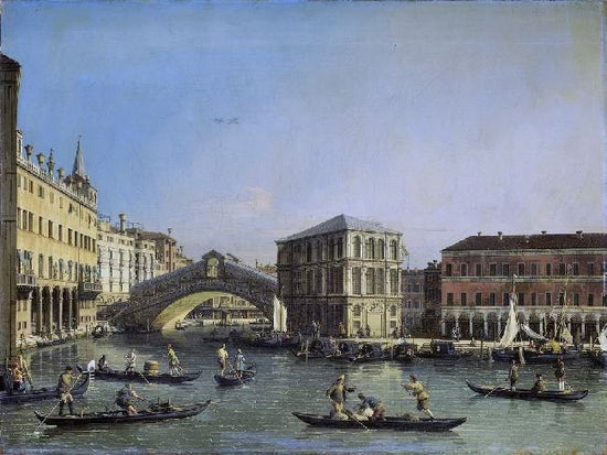 The Grand Canal With The Rialto Bridge And Fondaco Dei Tedeschi by Canaletto