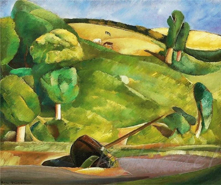 Sailing Boat In A Cubist Landscape by Boris Grigoriev