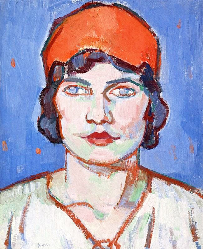 Portrait Of A Girl, Red Bandeau by Samuel John Peploe