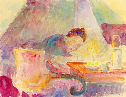 The Artist’S Mother In Bed by Camille Pissarro