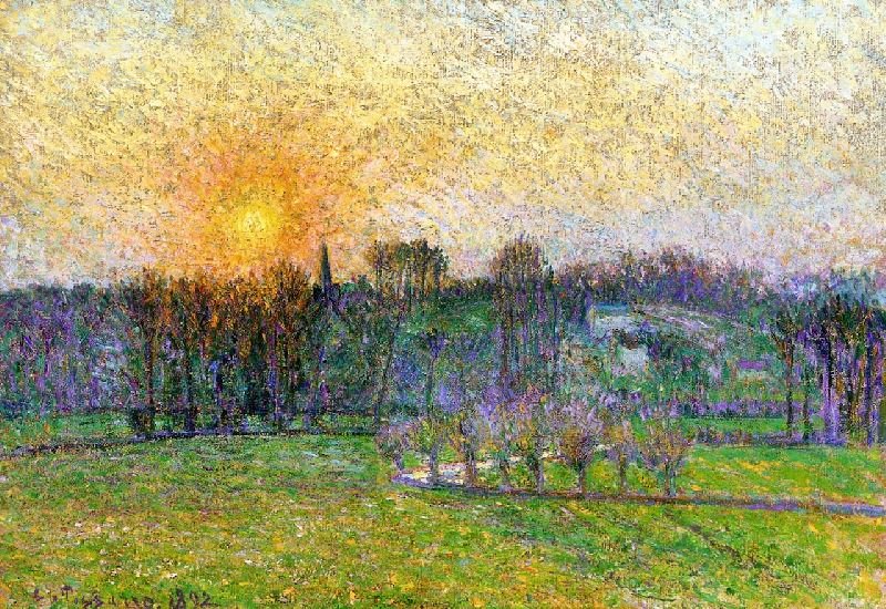 Sunset, Bazincourt by Camille Pissarro