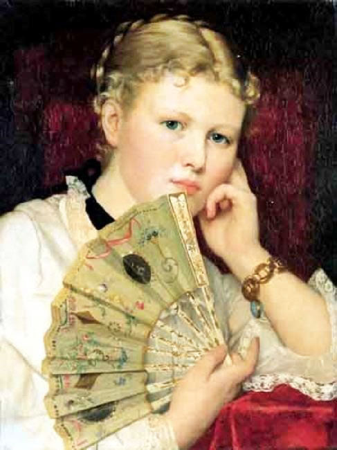 Girl With Fan by Władysław Czachórski