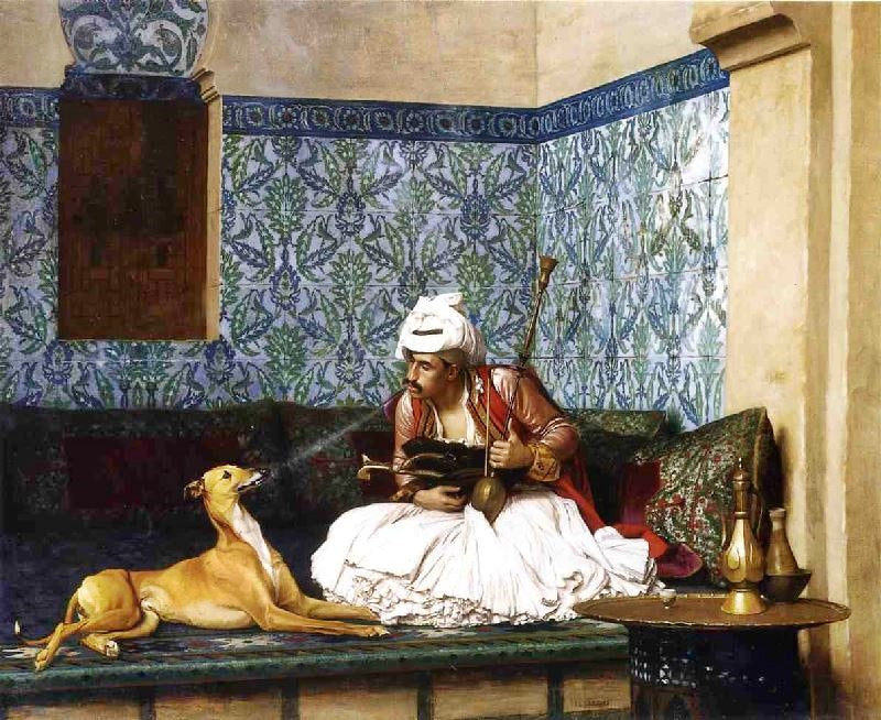 Arnaut Blowing Smoke In His Dog’S Nose by Jean-Léon Gérôme