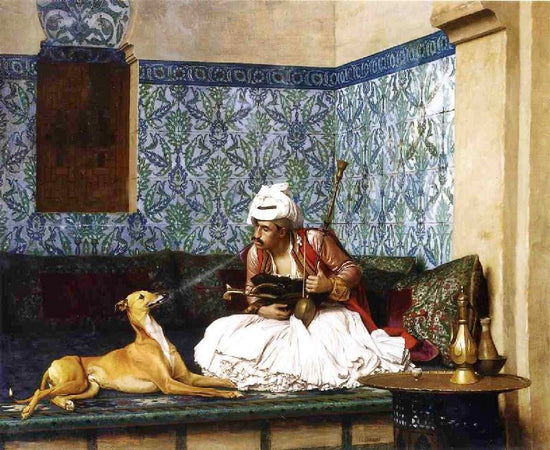 Arnaut Blowing Smoke In His Dog’S Nose by Jean-Léon Gérôme