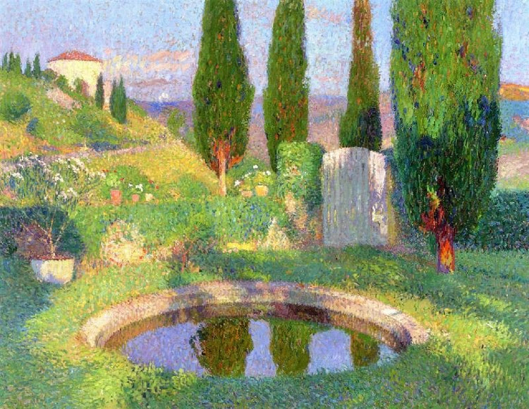 Bassin Dans Le Parc De Marquayrol Avec L’Atelier D’Henri Martin by Henri Martin