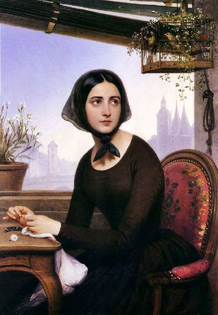Rigolette Seeks To Distract Herself During The Absence Of Germain by Joseph Desire Court