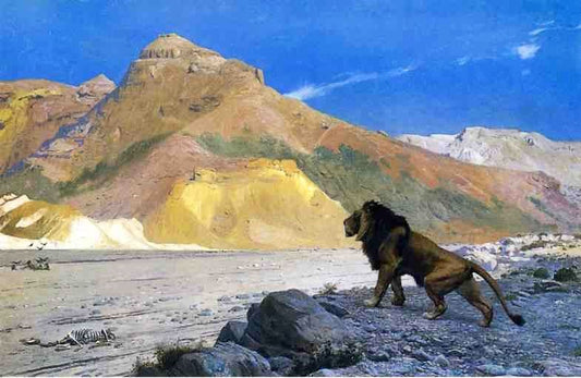 Lion On A Cliff by Jean-Léon Gérôme