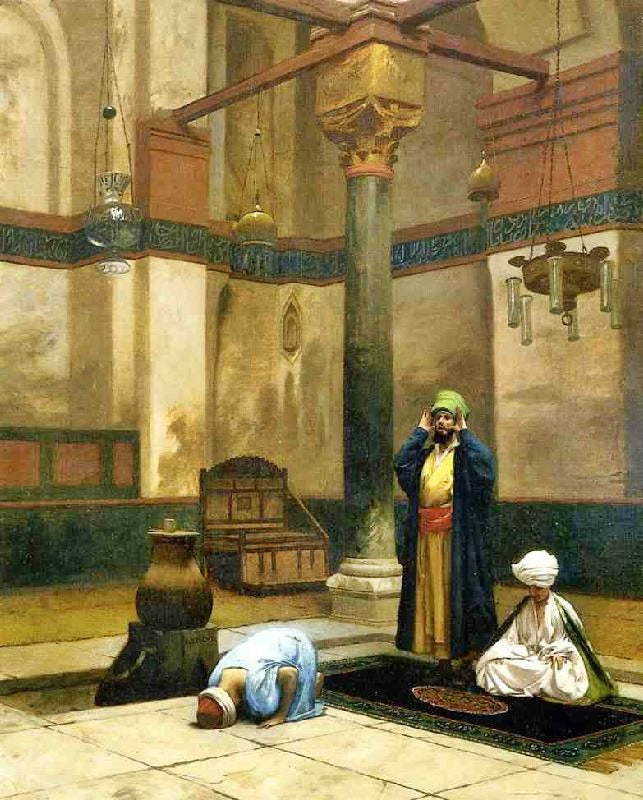 Three Worshippers Praying In A Corner Of A Mosque by Jean-Léon Gérôme