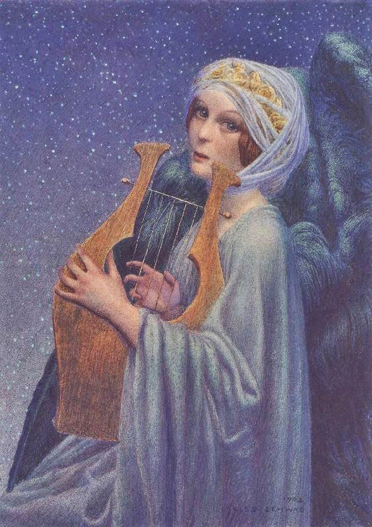Woman With Lyre by Carlos Schwabe