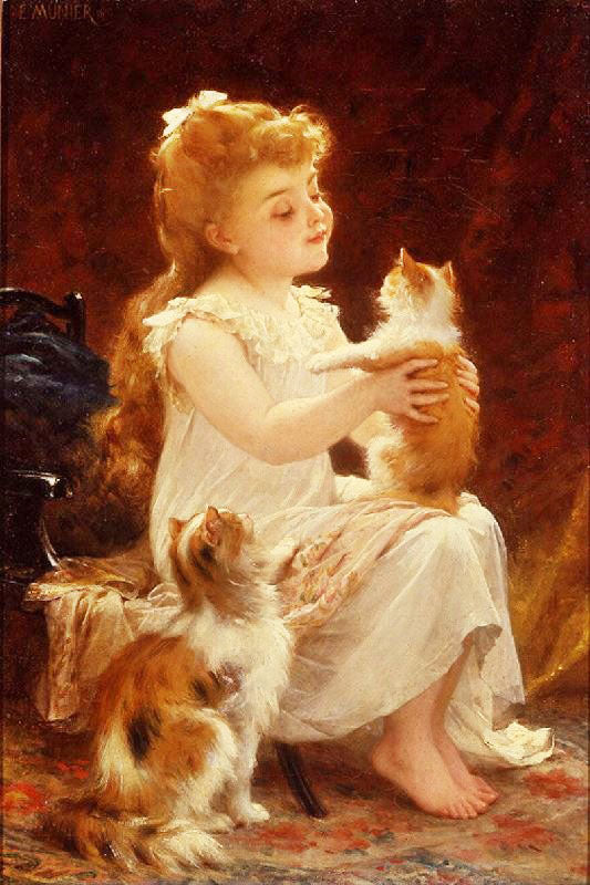 Playing With The Kitten by Emile Munier