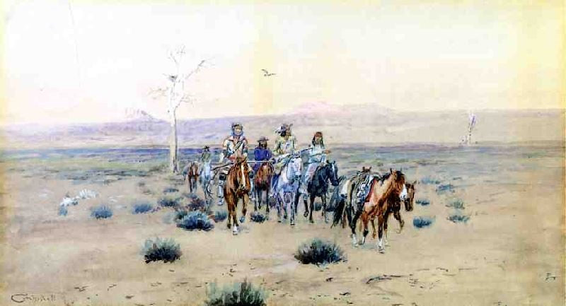 TRAPPERS CROSSING THE PRARIE
