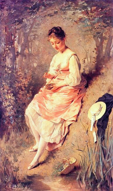 Young Girl With A Nest by Charles Chaplin