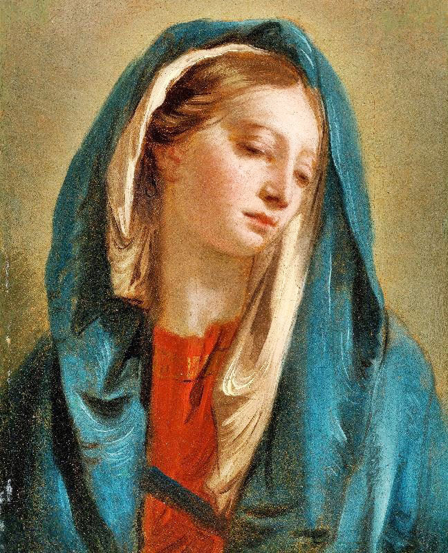 The Madonna Facing Front And Wearing A Blue Cloak by Giovanni Battista Tiepolo
