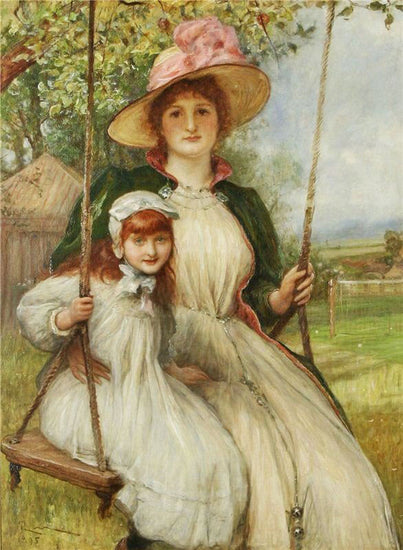 Mother And Daughter On A Swing by Robert Walker Macbeth R.A. R.W.S.