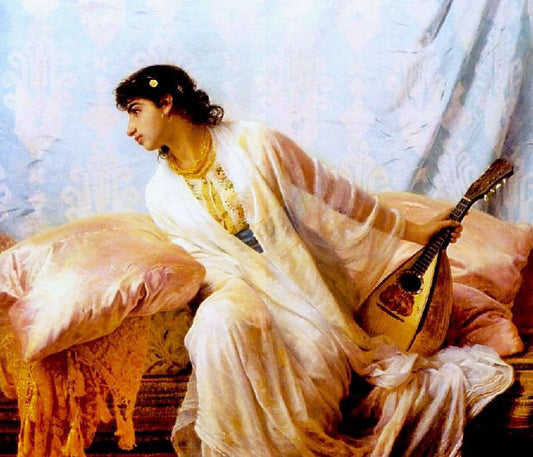 To Her Listening Ear Responsive Chords Of Music Came Familiar by Edwin Long RA